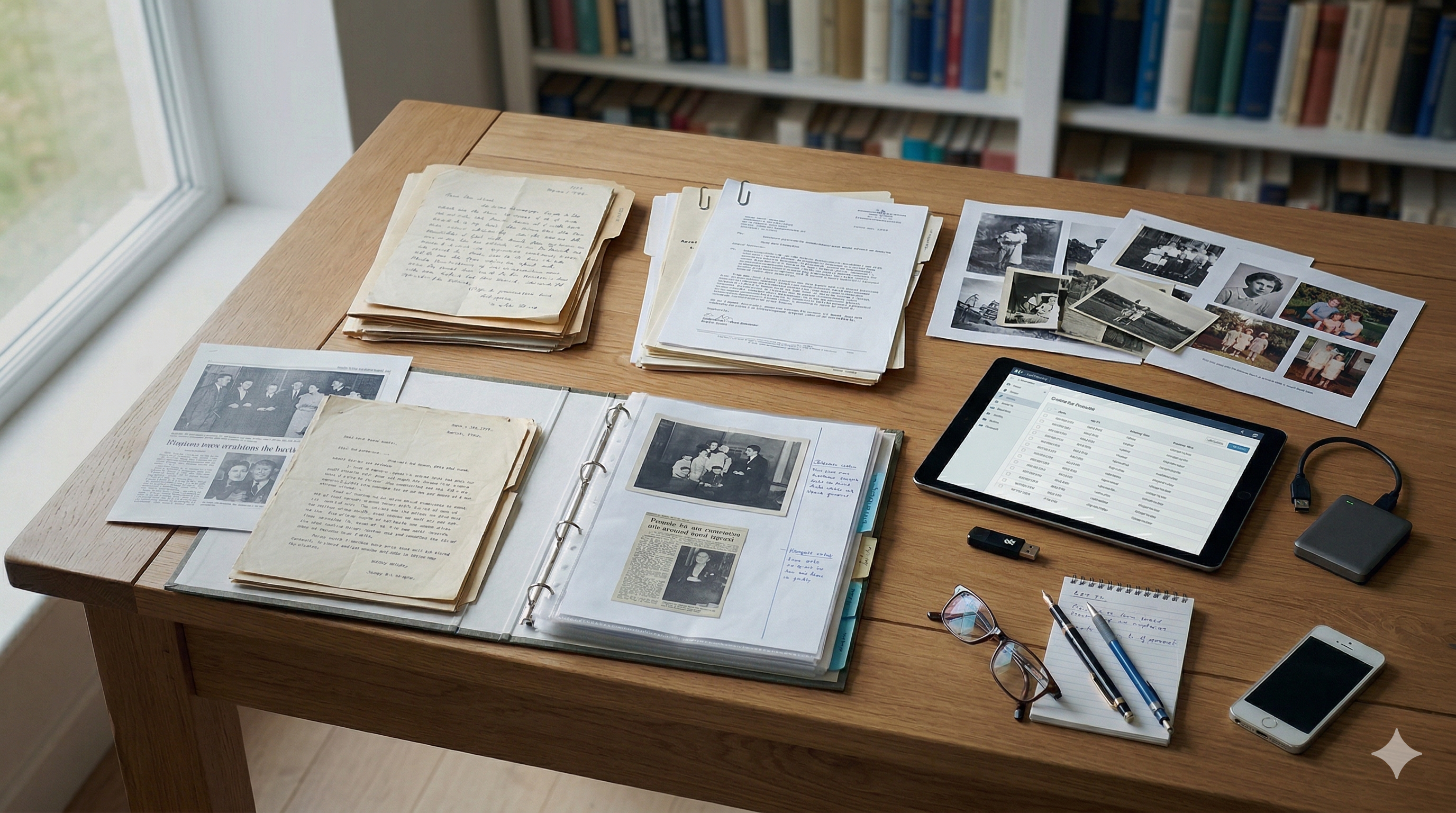 Mixed analog and digital source materials as one connected archival workflow.